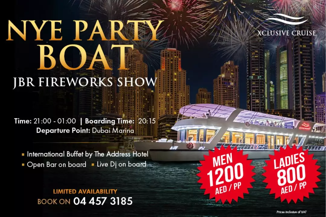 Celebrate NYE on board luxury yacht with Fireworks from only AED 350 per person