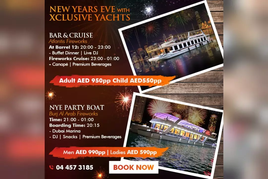 Capture the best views of Dubai Fireworks on board Xclusive's Party Boat