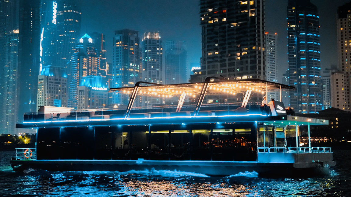 90ft Catamaran Floating Houseboat in Dubai Marina